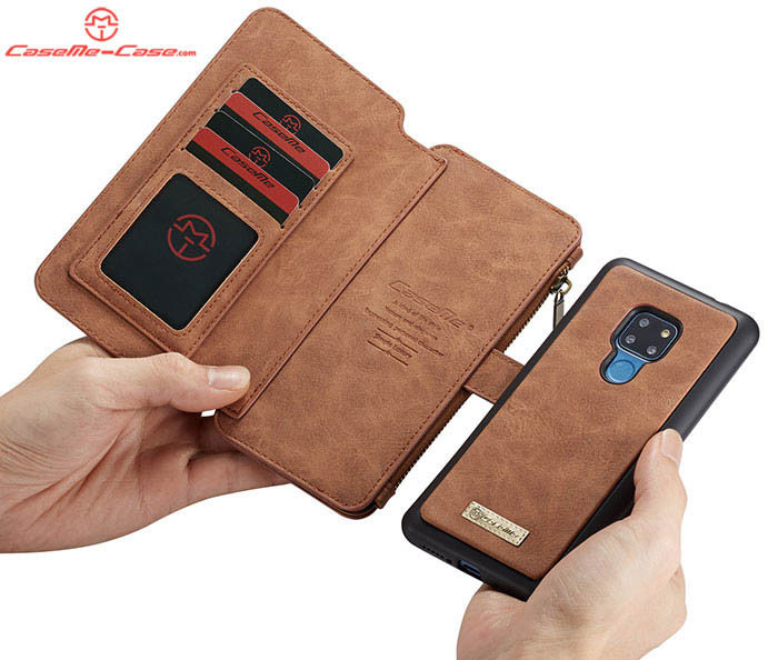 CaseMe Huawei Mate 20 Zipper Wallet Magnetic Detachable 2 in 1 Folio Flip Case