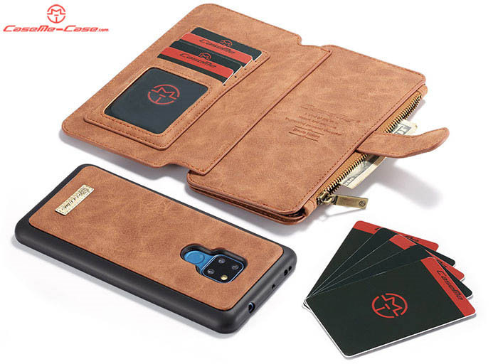 CaseMe Huawei Mate 20 Zipper Wallet Magnetic Detachable 2 in 1 Folio Flip Case