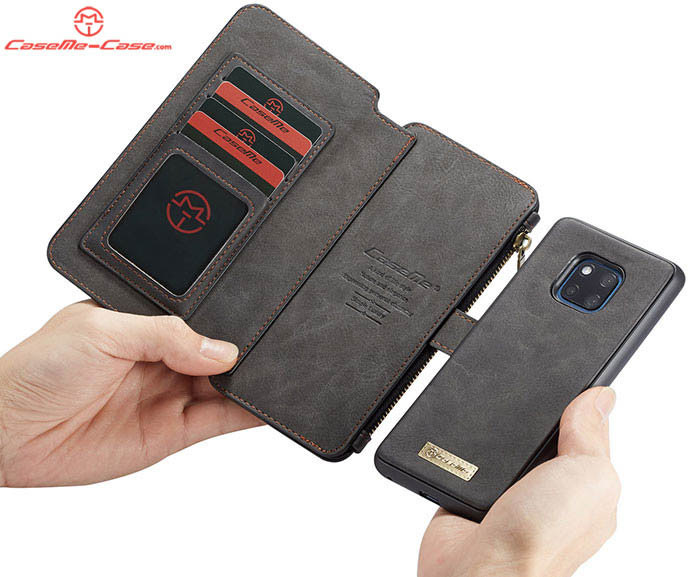 CaseMe Huawei Mate 20 Pro Zipper Wallet Magnetic Detachable 2 in 1 Folio Flip Case