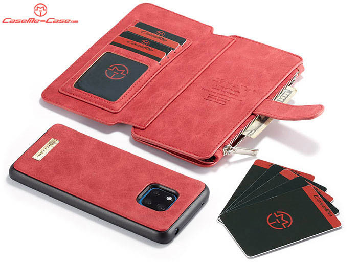 CaseMe Huawei Mate 20 Pro Zipper Wallet Magnetic Detachable 2 in 1 Folio Flip Case