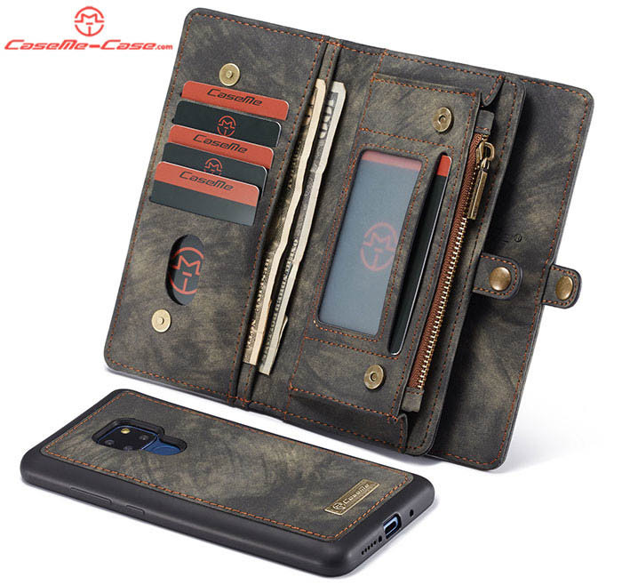 CaseMe Huawei Mate 20 Zipper Wallet Magnetic Detachable 2 in 1 Folio Case