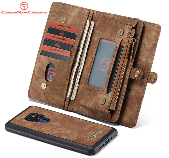 CaseMe Huawei Mate 20 Zipper Wallet Magnetic Detachable 2 in 1 Folio Case