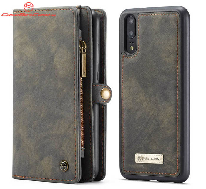 CaseMe Huawei P20 Zipper Wallet Magnetic Detachable 2 in 1 Folio Case