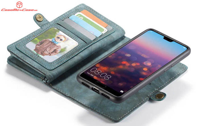 CaseMe Huawei P20 Zipper Wallet Magnetic Detachable 2 in 1 Folio Case