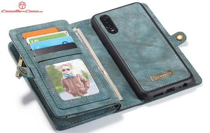 CaseMe Huawei P30 Zipper Wallet Magnetic Detachable 2 in 1 Folio Case