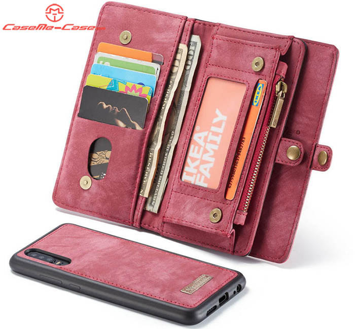 CaseMe Huawei P30 Zipper Wallet Magnetic Detachable 2 in 1 Folio Case