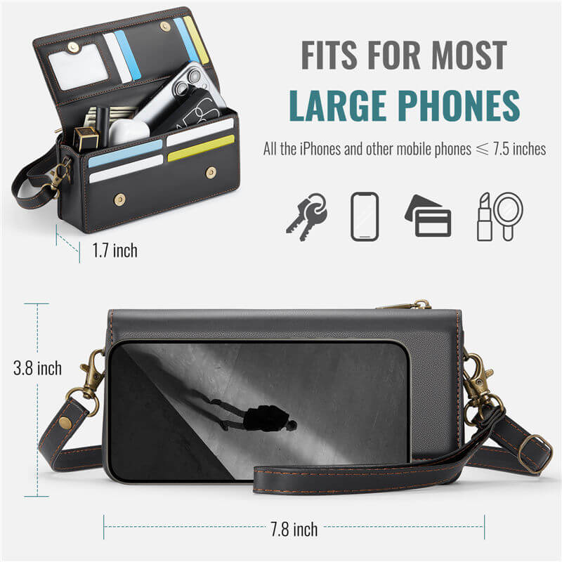 CaseMe 4.0-7.5 inch Phone Bag RFID Blocking Wallet Crossbody Bag