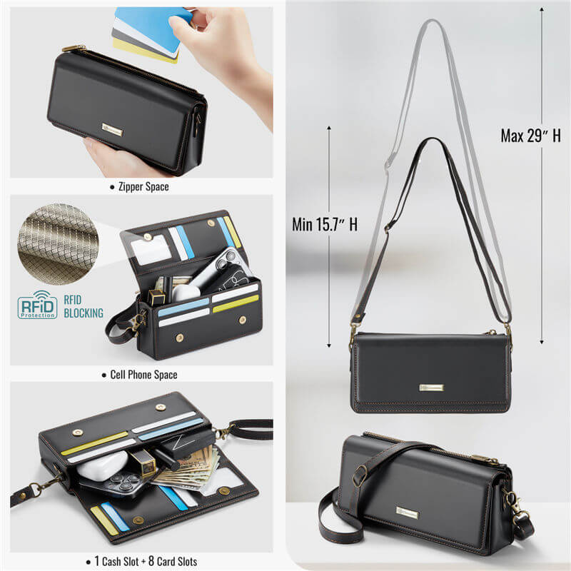 CaseMe 4.0-7.5 inch Phone Bag RFID Blocking Wallet Crossbody Bag