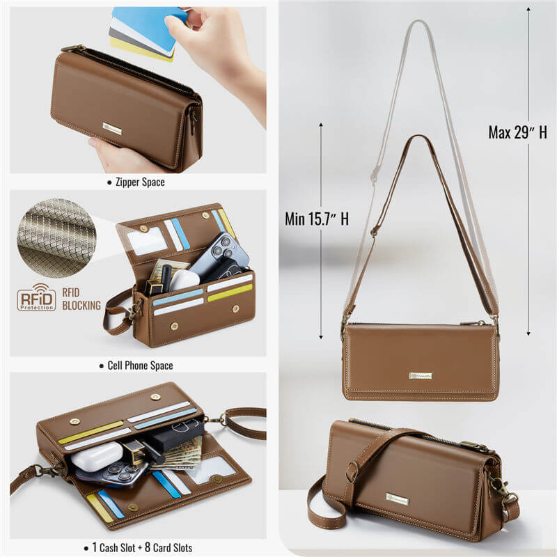 CaseMe 4.0-7.5 inch Phone Bag RFID Blocking Wallet Crossbody Bag