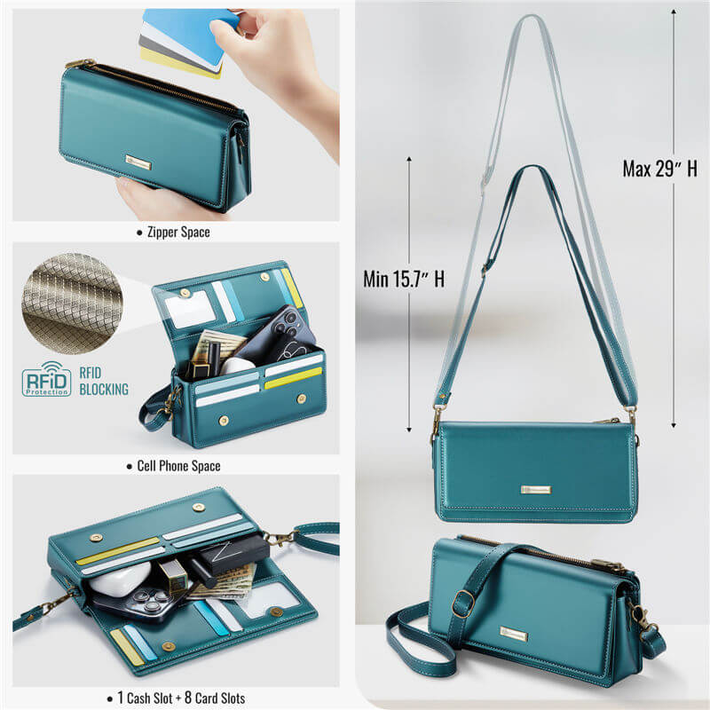 CaseMe 4.0-7.5 inch Phone Bag RFID Blocking Wallet Crossbody Bag