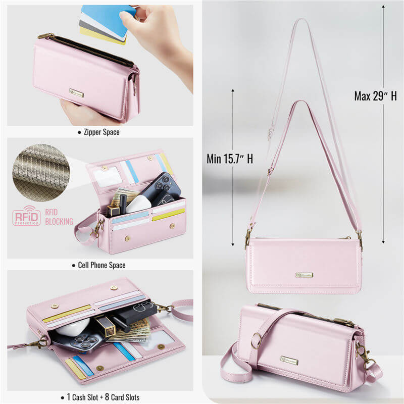 CaseMe 4.0-7.5 inch Phone Bag RFID Blocking Wallet Crossbody Bag