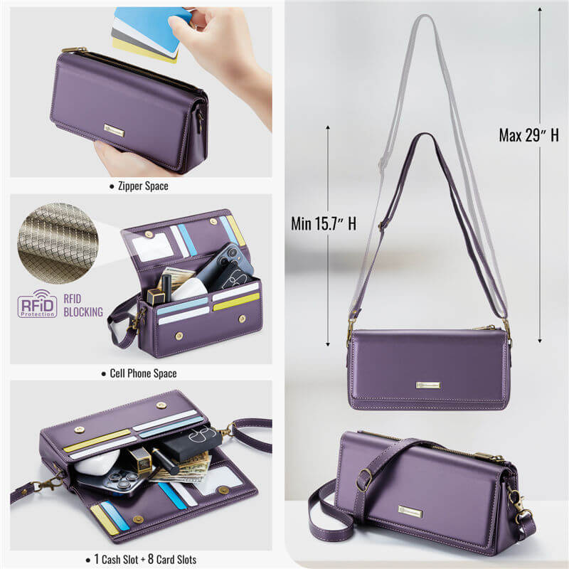 CaseMe 4.0-7.5 inch Phone Bag RFID Blocking Wallet Crossbody Bag