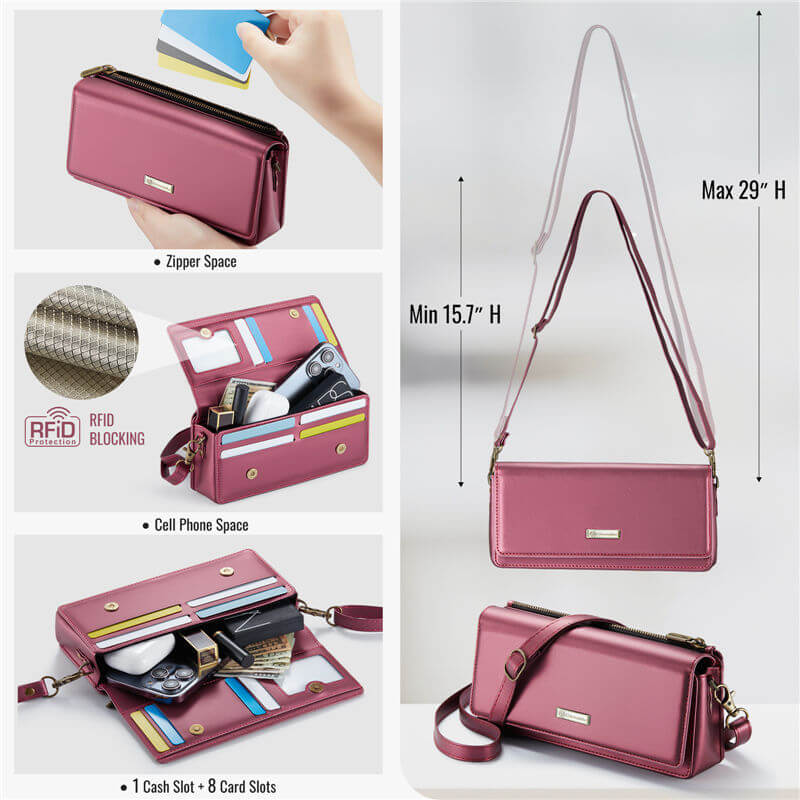 CaseMe 4.0-7.5 inch Phone Bag RFID Blocking Wallet Crossbody Bag