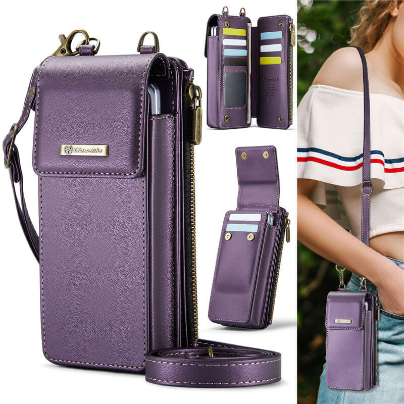 CaseMe Samsung Galaxy Z Fold6 Crossbody Wristlet Wallet RFID Blocking Case Purple