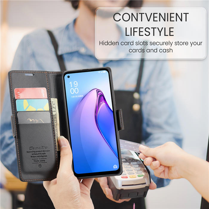 CaseMe OPPO Reno8 5G Wallet RFID Blocking Magnetic Buckle Case