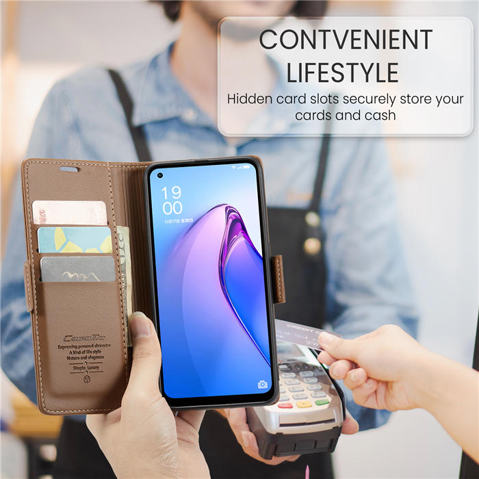 CaseMe OPPO Reno8 5G Wallet RFID Blocking Magnetic Buckle Case