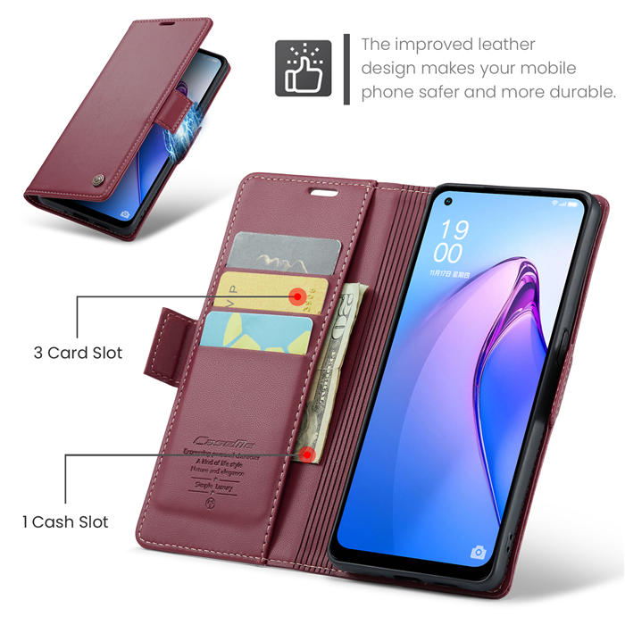 CaseMe OPPO Reno8 5G Wallet RFID Blocking Magnetic Buckle Case