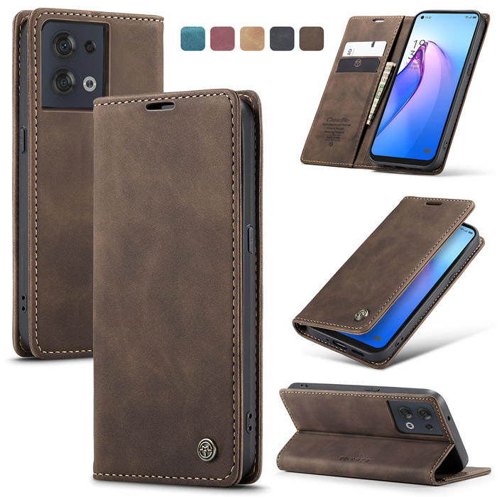 CaseMe OPPO Reno8 5G Wallet Retro Suede Leather Case Coffee