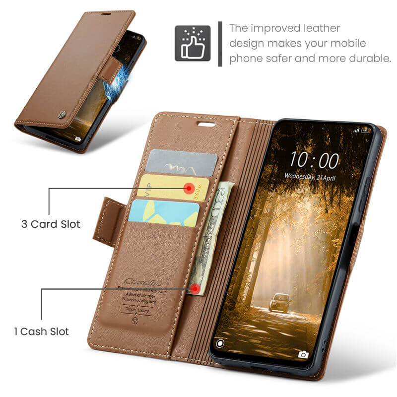 CaseMe Xiaomi Redmi Note 13 4G Wallet RFID Blocking Case