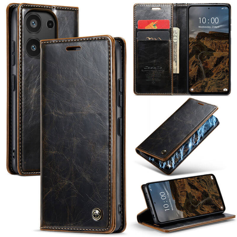 CaseMe Xiaomi Redmi Note 13 Pro 4G Luxury Wallet Magnetic Case Coffee