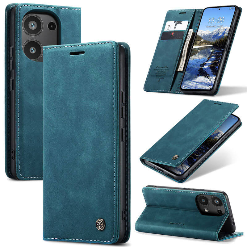 CaseMe Xiaomi Redmi Note 13 Pro 4G Wallet Suede Leather Case Blue