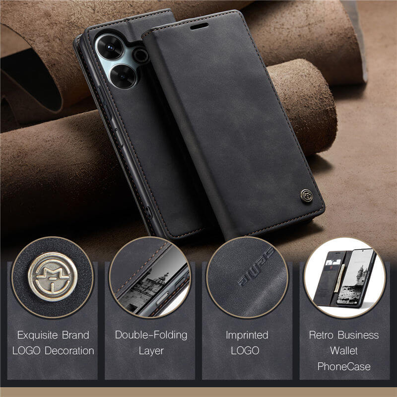 CaseMe Xiaomi Redmi 13 Wallet Suede Leather Case