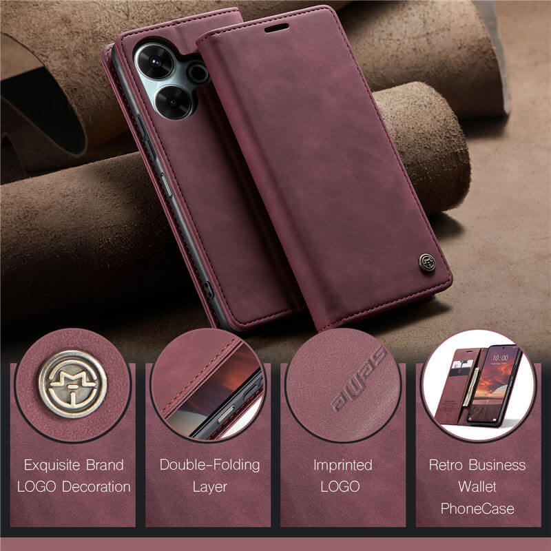 CaseMe Xiaomi Redmi 13 Wallet Suede Leather Case