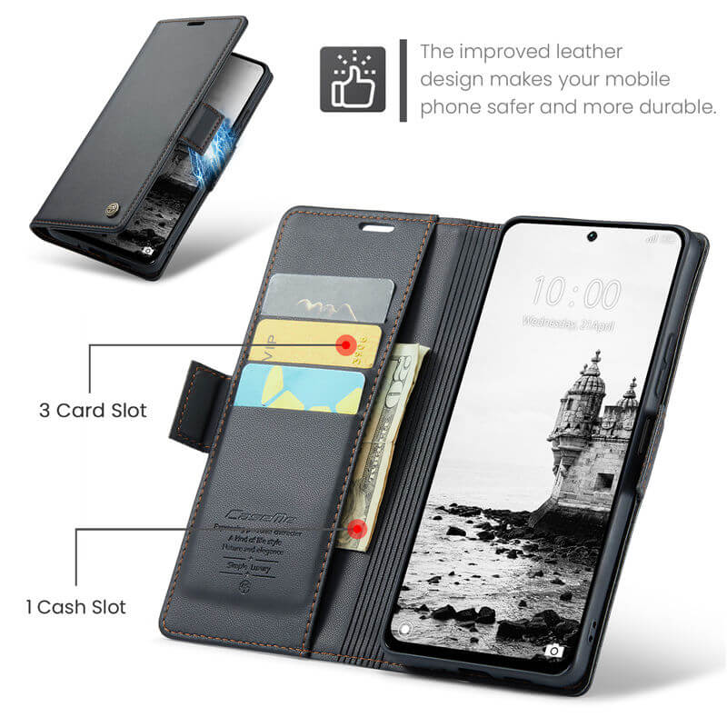 CaseMe Xiaomi Redmi 13 Wallet RFID Blocking Magnetic Buckle Case