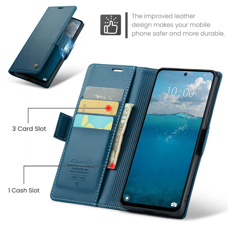 CaseMe Xiaomi Redmi 13 Wallet RFID Blocking Magnetic Buckle Case