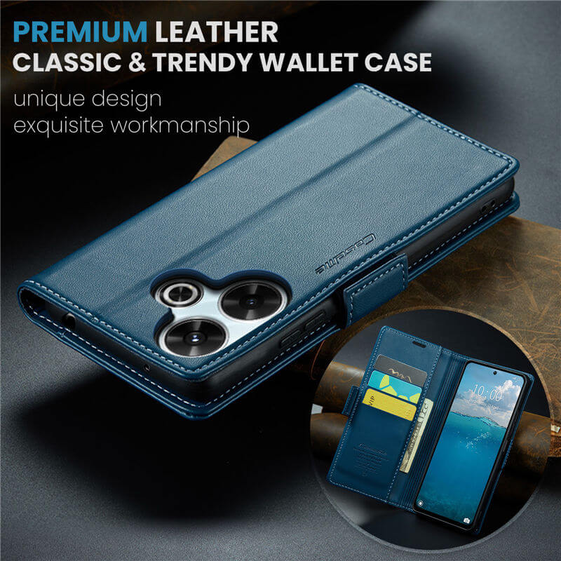 CaseMe Xiaomi Redmi 13 Wallet RFID Blocking Magnetic Buckle Case