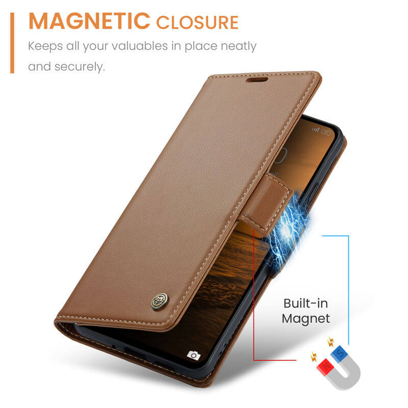 CaseMe Xiaomi Redmi 13 Wallet RFID Blocking Magnetic Buckle Case