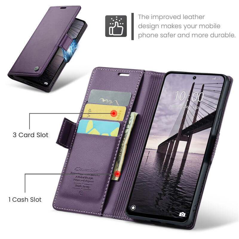 CaseMe Xiaomi Redmi 13 Wallet RFID Blocking Magnetic Buckle Case