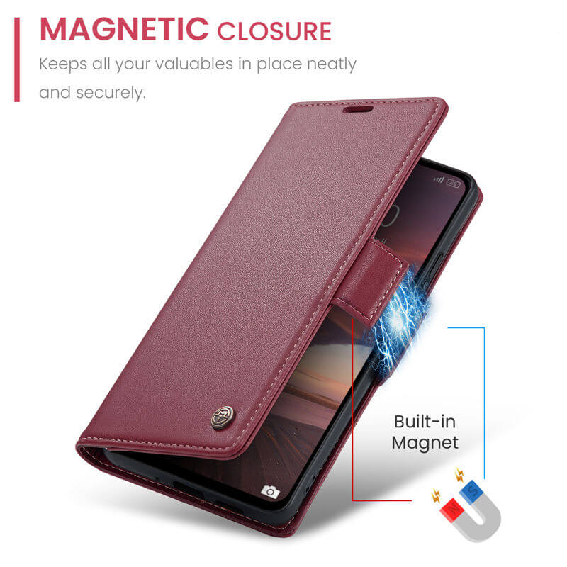 CaseMe Xiaomi Redmi 13 Wallet RFID Blocking Magnetic Buckle Case