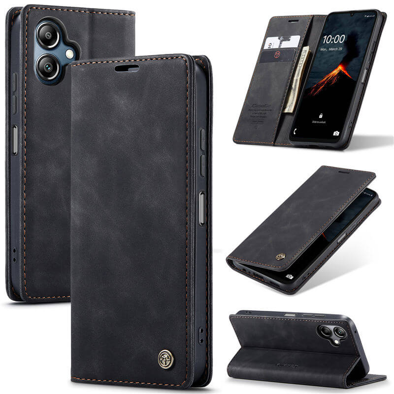 CaseMe Samsung Galaxy A06 Wallet Suede Leather Case Black