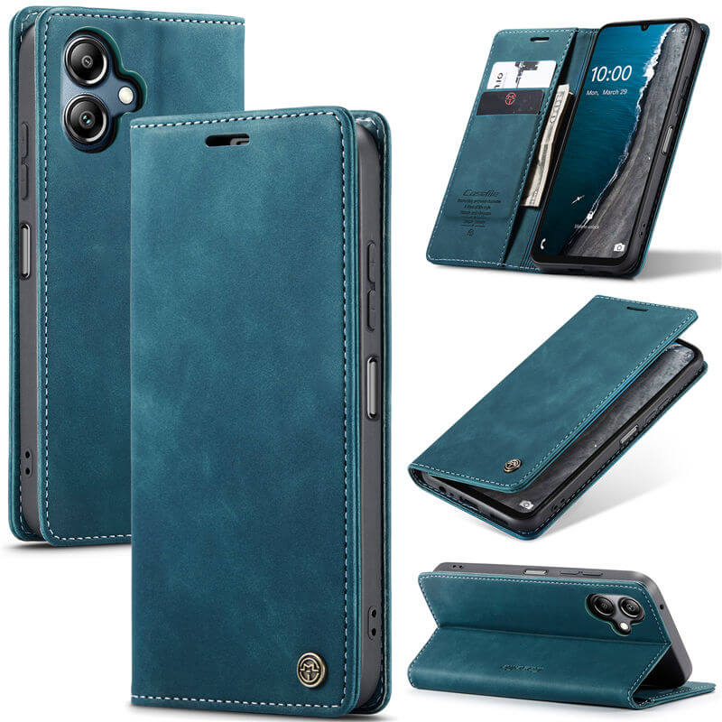 CaseMe Samsung Galaxy A06 Wallet Suede Leather Case Blue