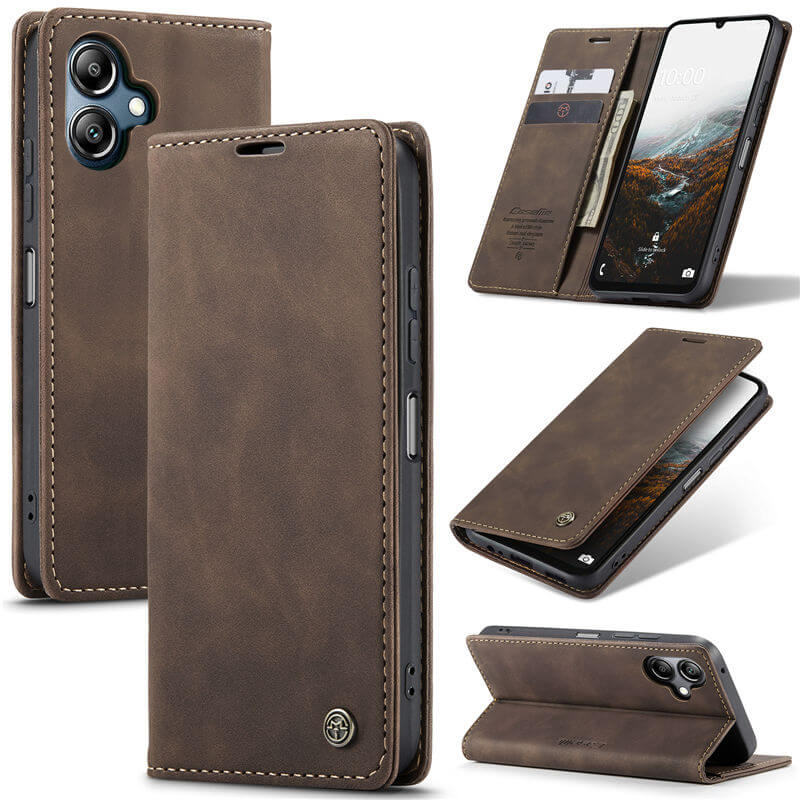 CaseMe Samsung Galaxy A06 Wallet Suede Leather Case Coffee