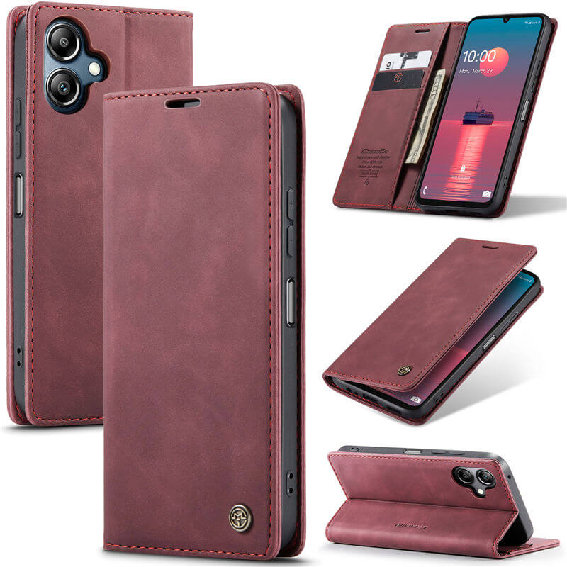 CaseMe Samsung Galaxy A06 Wallet Suede Leather Case Red