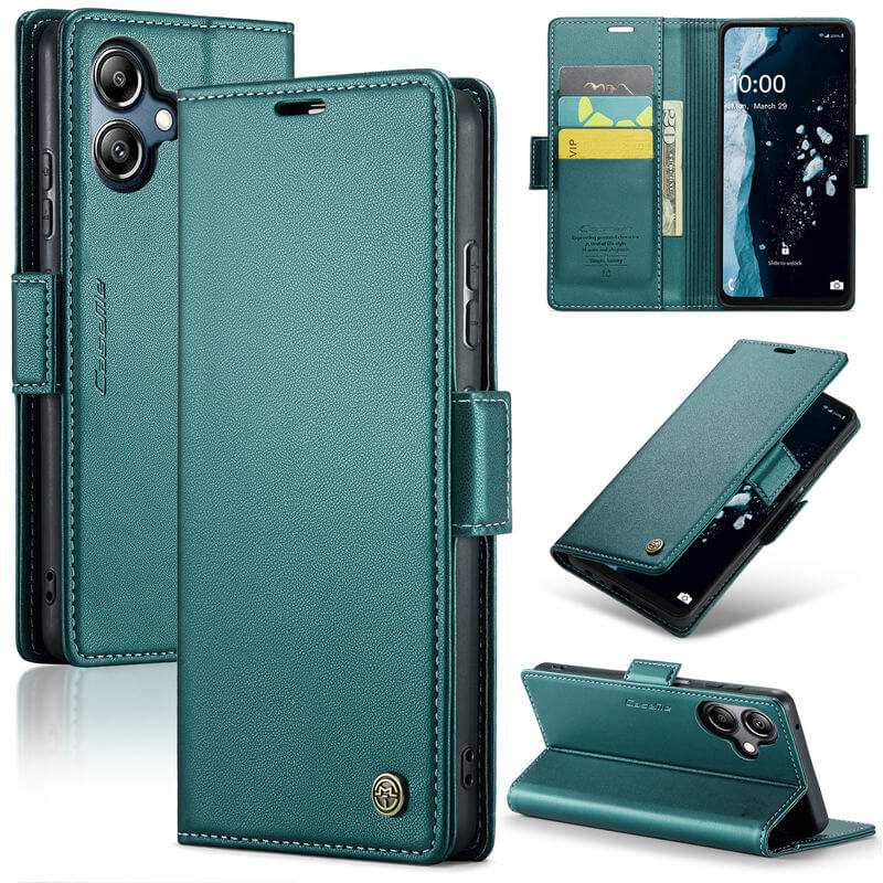 CaseMe Samsung Galaxy A06 Wallet RFID Blocking Magnetic Buckle Case Green