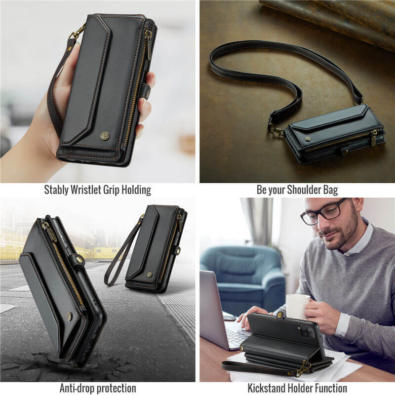 CaseMe Samsung Galaxy A12 5G Wallet RFID Blocking Crossbody Phone Case