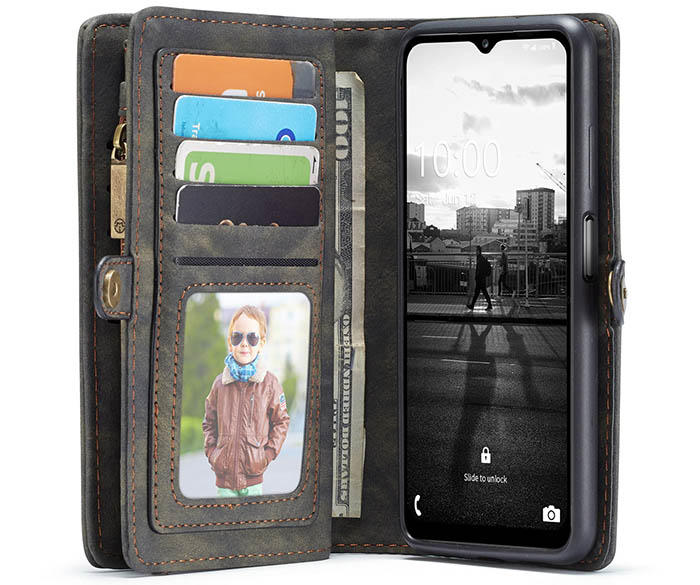 CaseMe Samsung Galaxy A12 Zipper Wallet Magnetic Detachable 2 in 1 Case