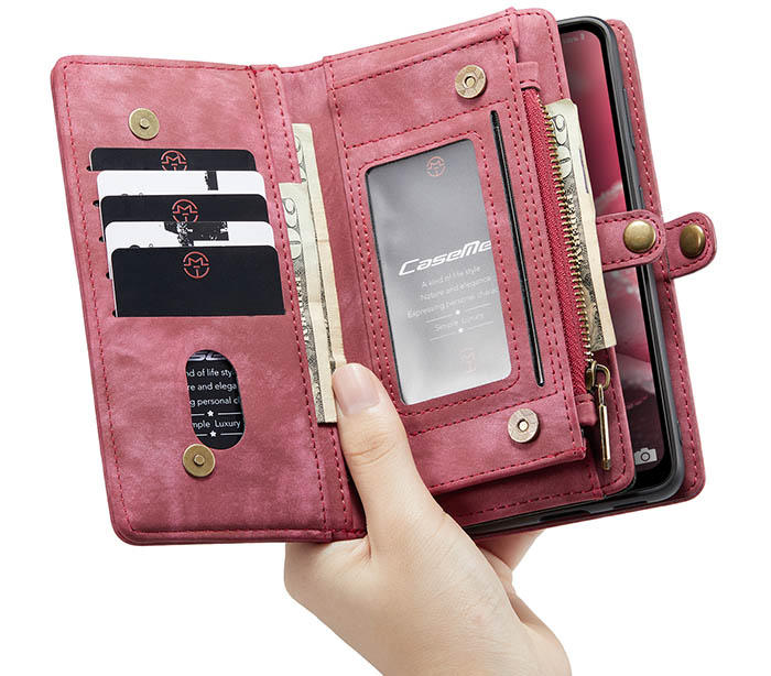 CaseMe Samsung Galaxy A12 Zipper Wallet Magnetic Detachable 2 in 1 Case