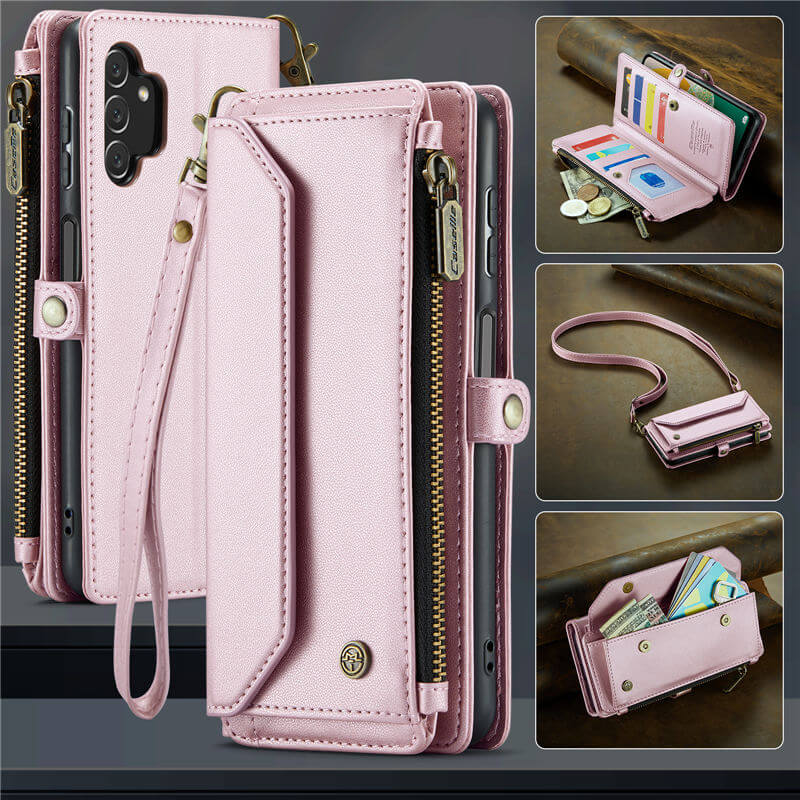 CaseMe Samsung Galaxy A13 5G Wallet RFID Blocking Crossbody Case Pink