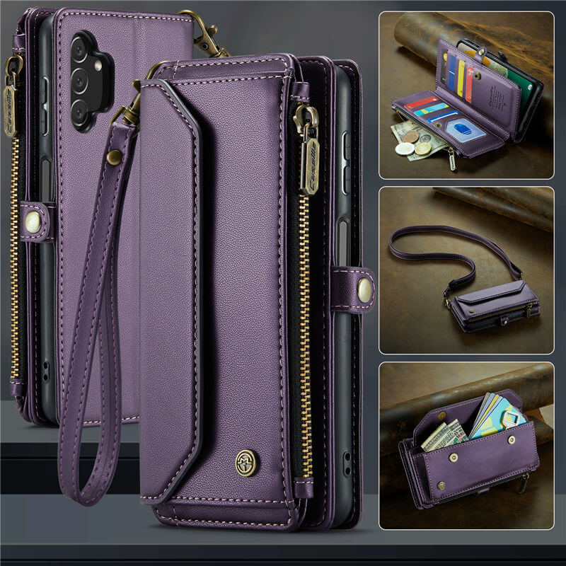 CaseMe Samsung Galaxy A13 5G Wallet RFID Blocking Crossbody Case Purple