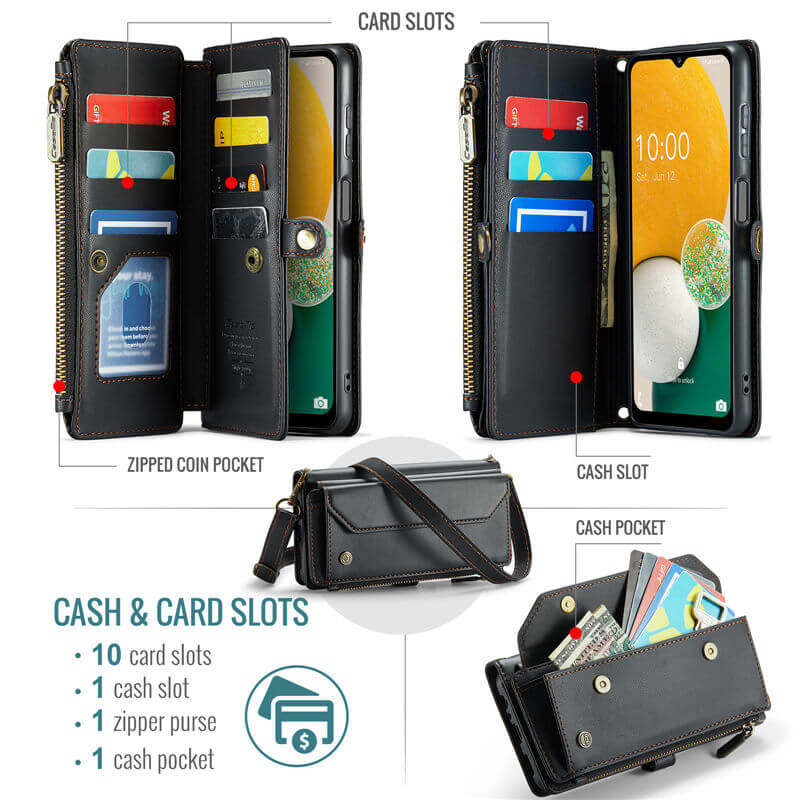 CaseMe Samsung Galaxy A13 5G Wallet RFID Blocking Crossbody Phone Case