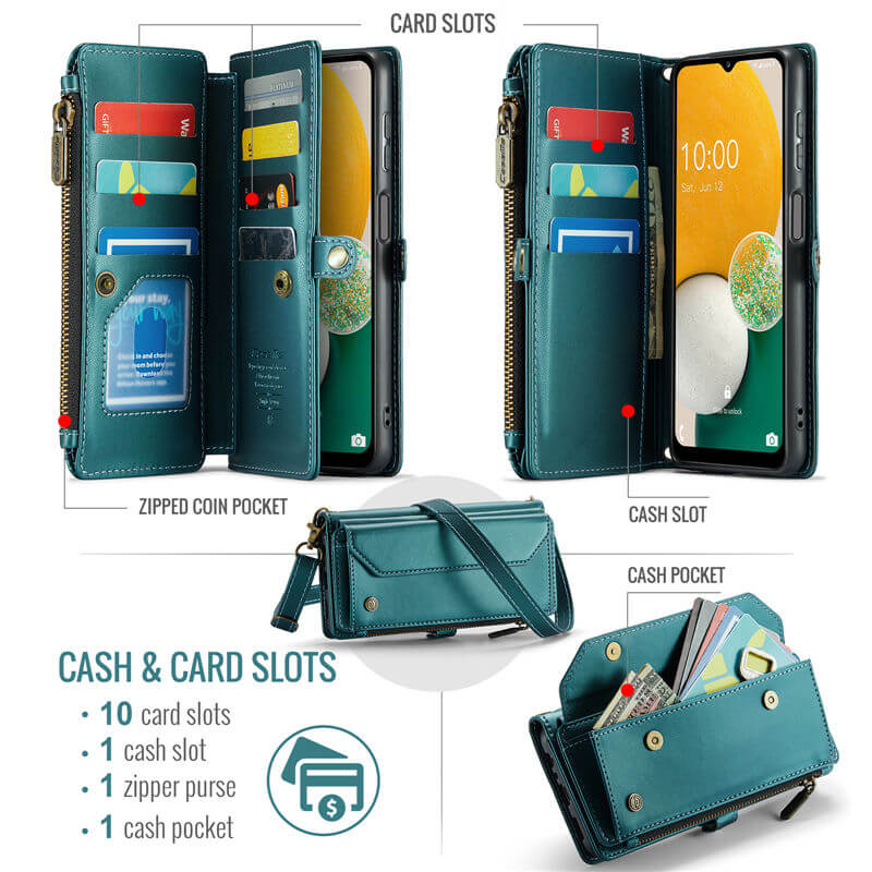 CaseMe Samsung Galaxy A13 5G Wallet RFID Blocking Crossbody Phone Case