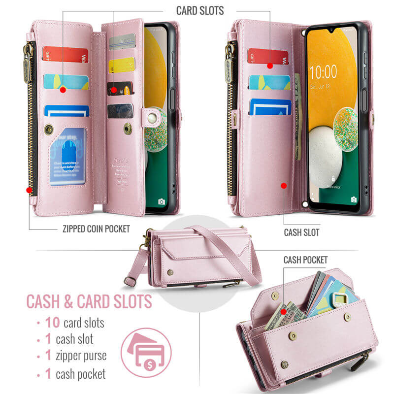 CaseMe Samsung Galaxy A13 5G Wallet RFID Blocking Crossbody Phone Case