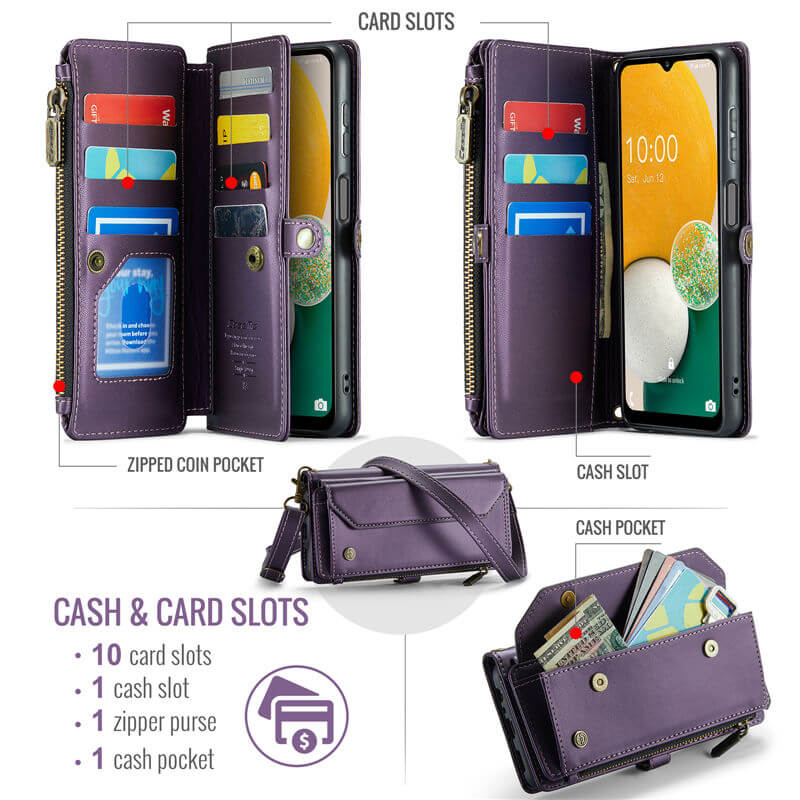 CaseMe Samsung Galaxy A13 5G Wallet RFID Blocking Crossbody Phone Case