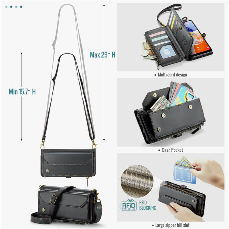 CaseMe Samsung Galaxy A14 Wallet RFID Blocking Crossbody Phone Case