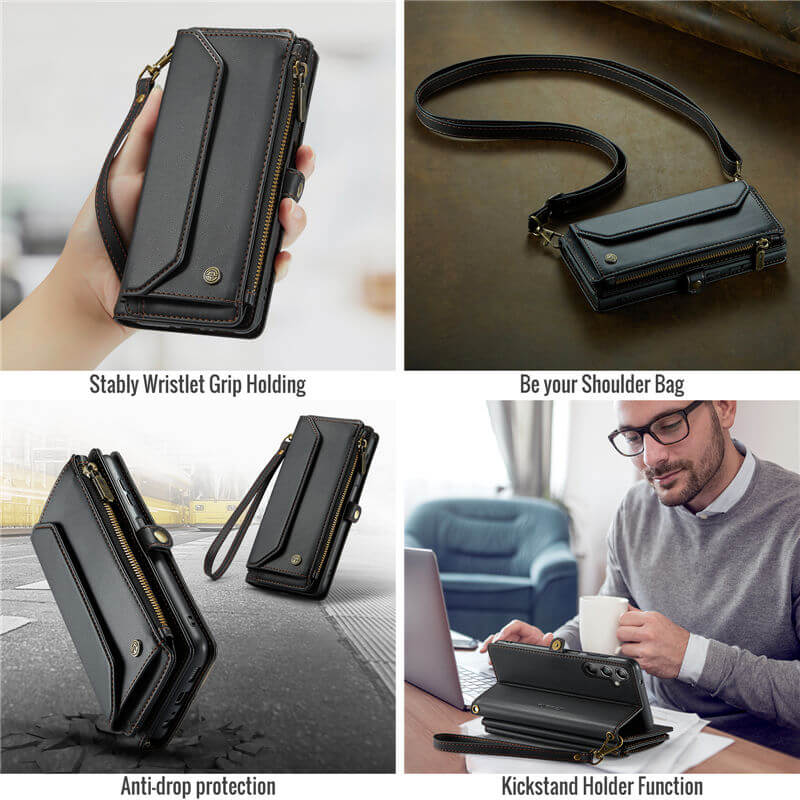 CaseMe Samsung Galaxy A14 Wallet RFID Blocking Crossbody Phone Case