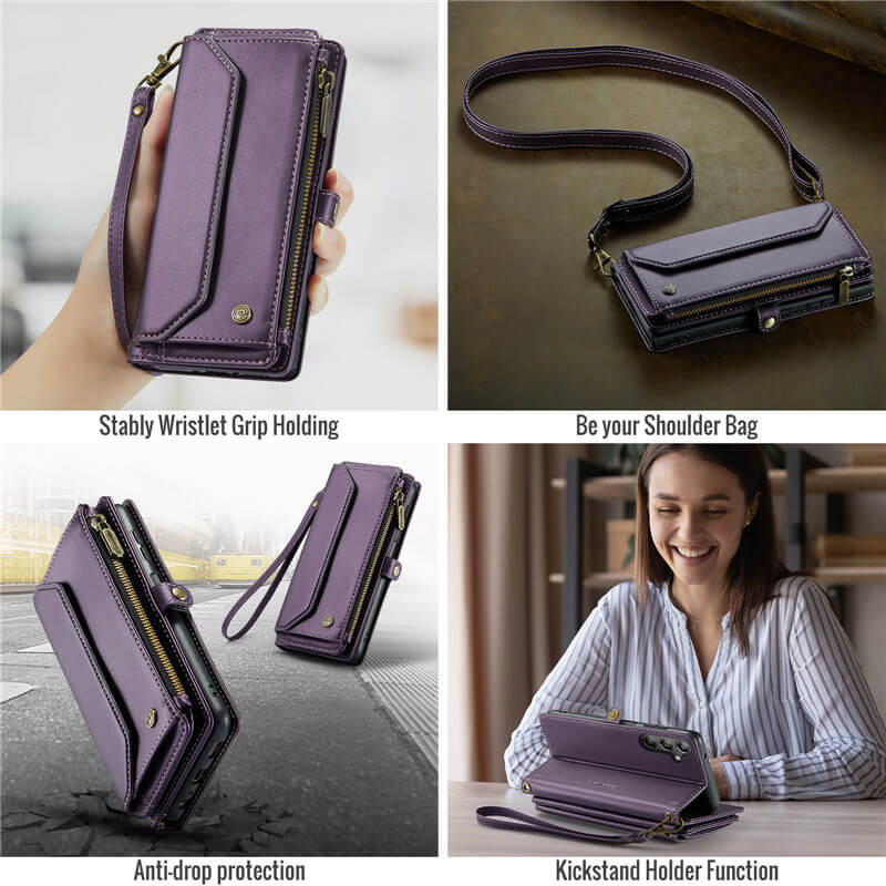 CaseMe Samsung Galaxy A14 Wallet RFID Blocking Crossbody Phone Case